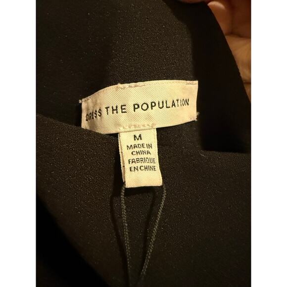 Dress The Population Tiffany One Shoulder Bow Black Midi Sheath Medium M NWT - Picture 10 of 10